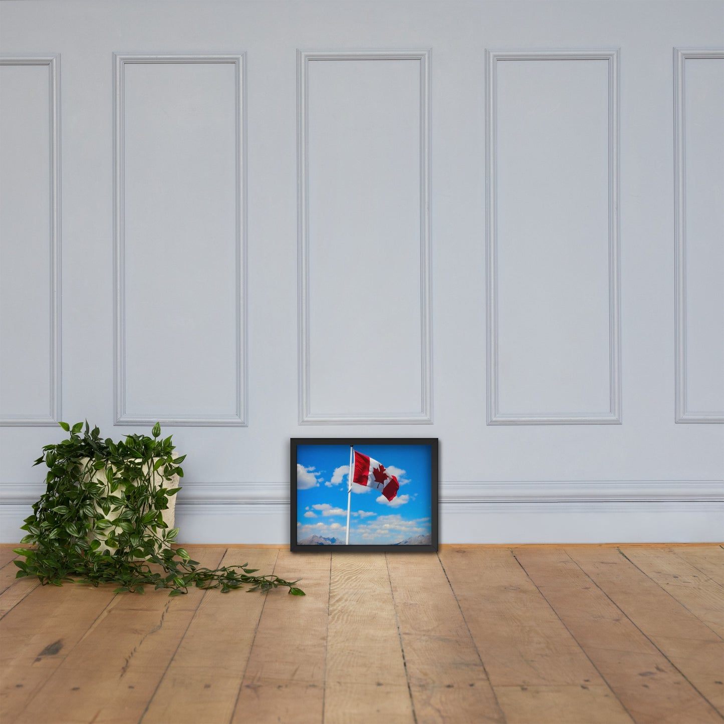 Framed Canadian flag poster