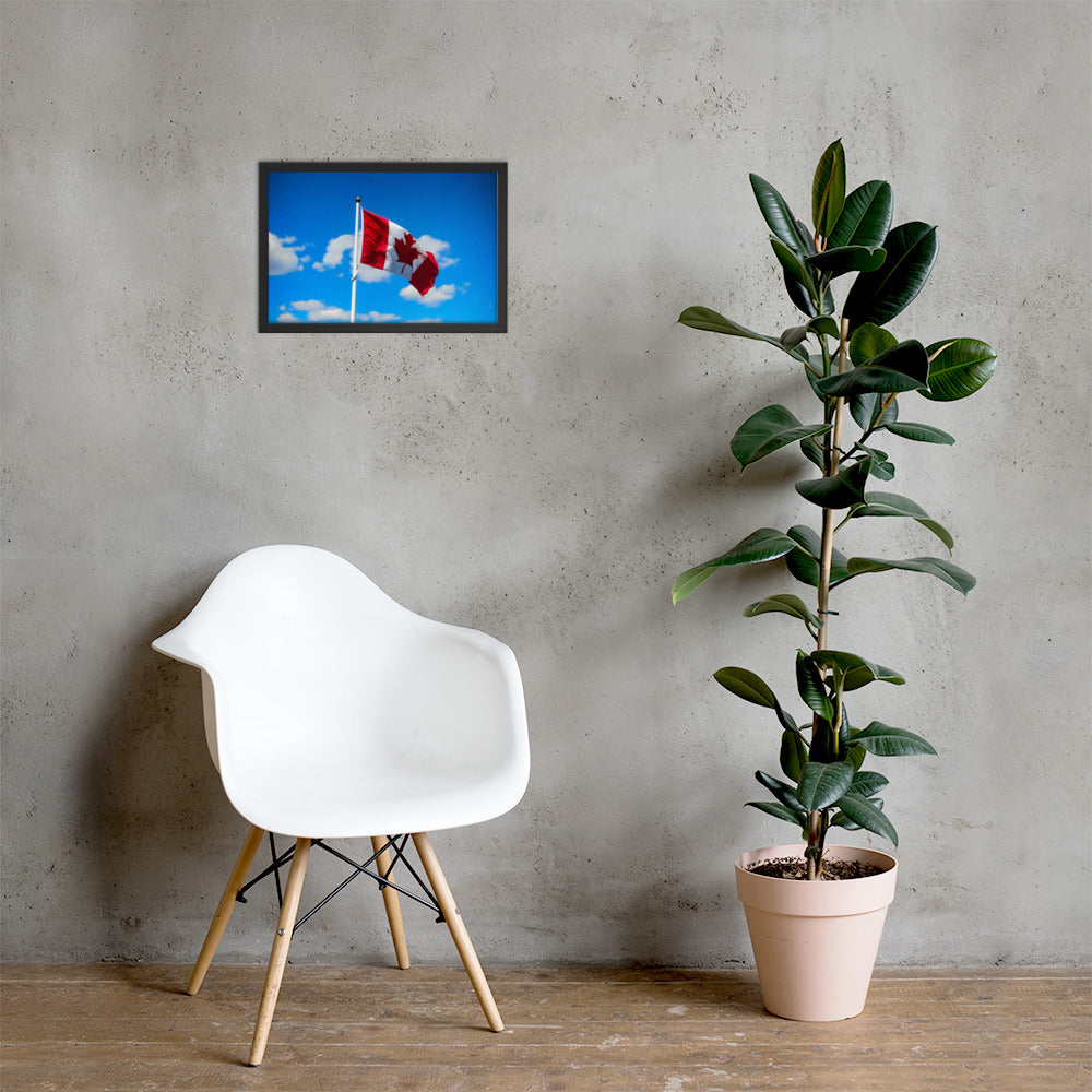 Framed Canadian flag poster