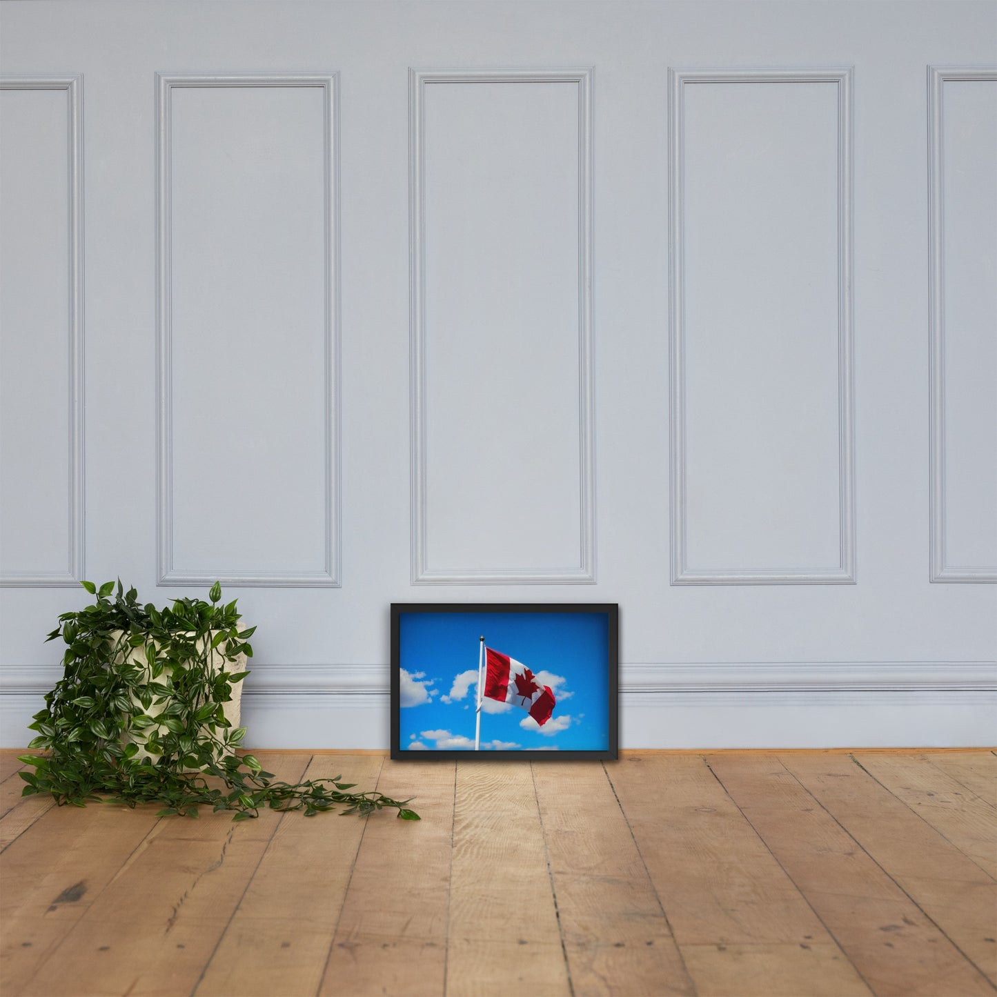 Framed Canadian flag poster