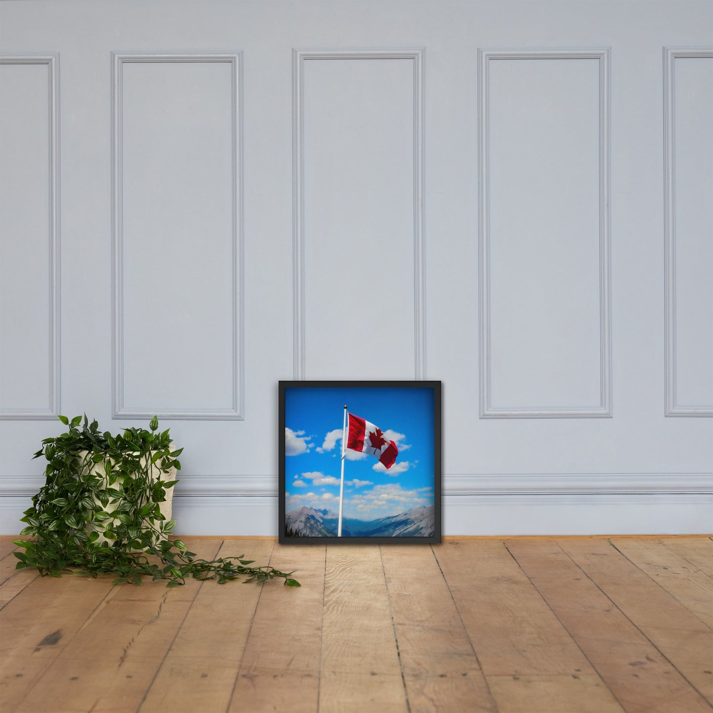 Framed Canadian flag poster