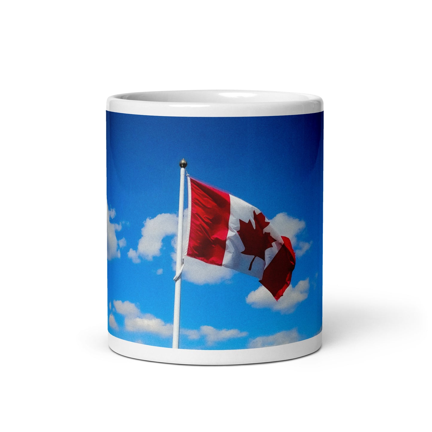 White glossy mug with canada flag