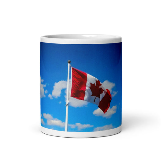 White glossy mug with canada flag