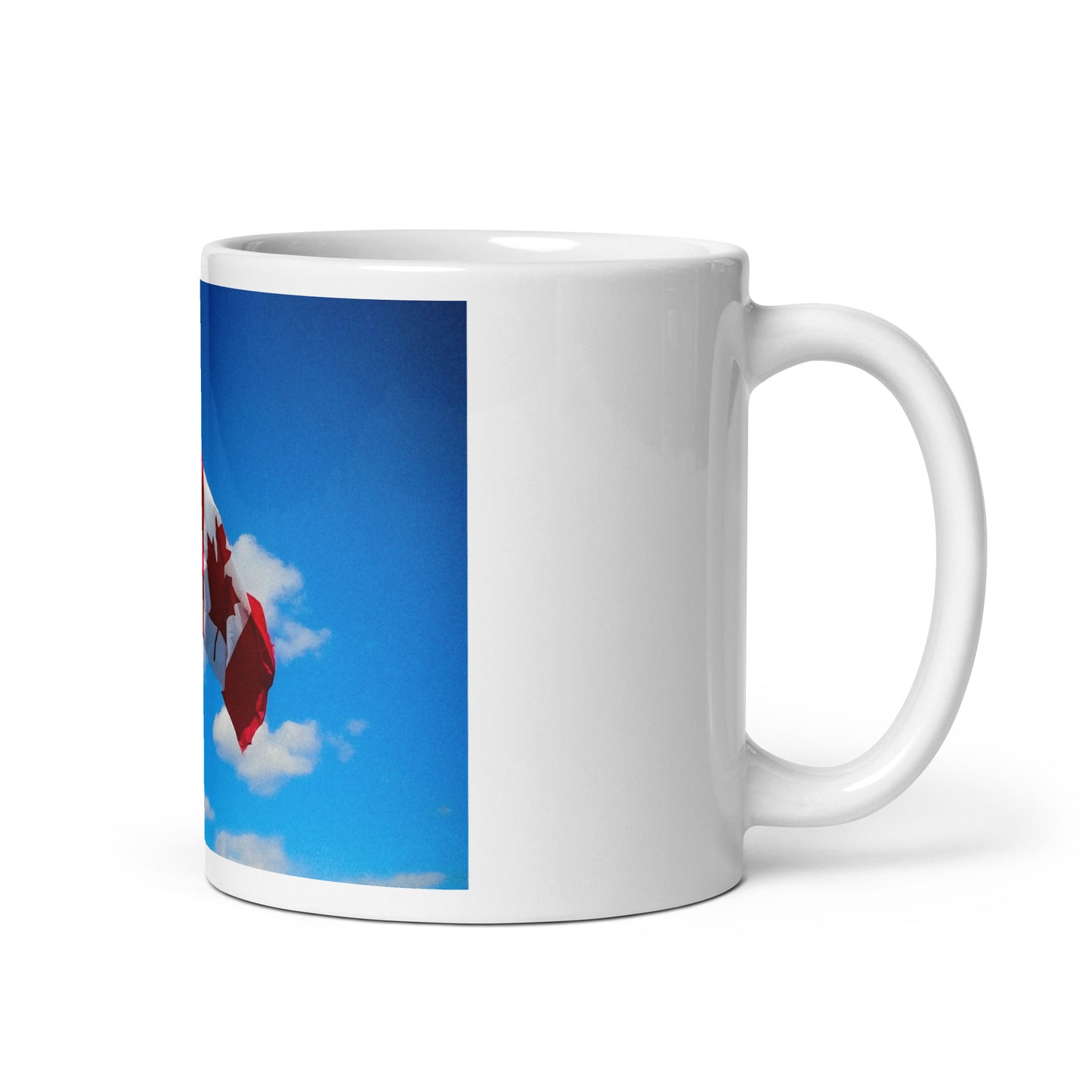 White glossy mug with canada flag